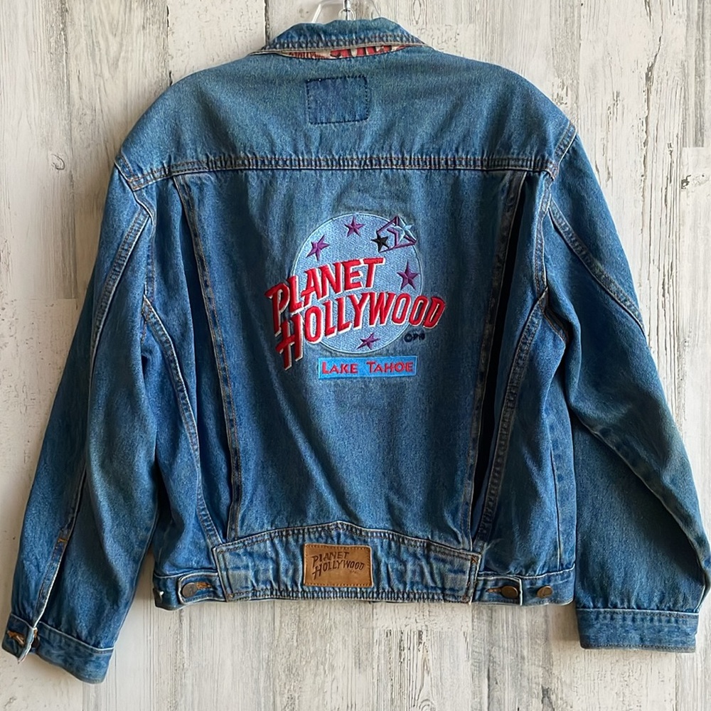 Vintage Planet Hollywood jacket SZ 12 Lake Tahoe denim 13 metal logo buttons